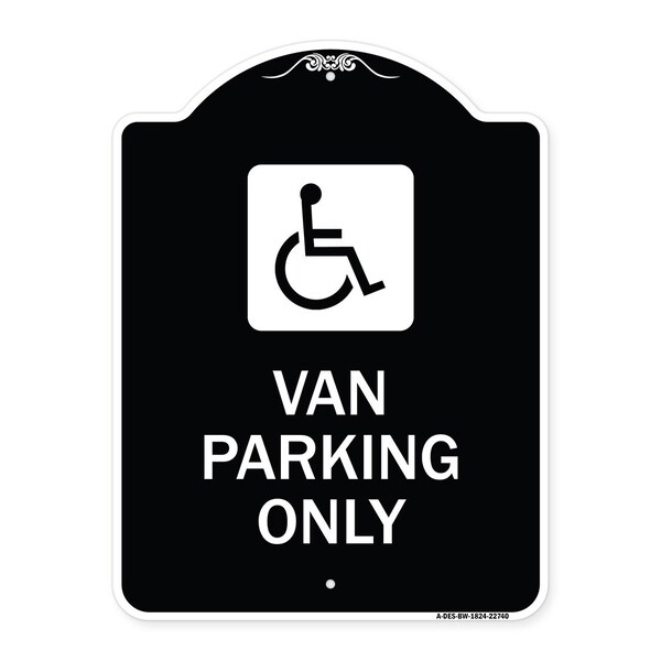 Van Parking With Handicap Symbol Heavy-Gauge Aluminum Architectural Sign, 24" x 18", BW-1824-22740